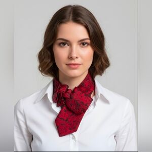 Black And Red Ascot Scarf - Tuxedo Tie - Formal Accessories - Vintage Chic